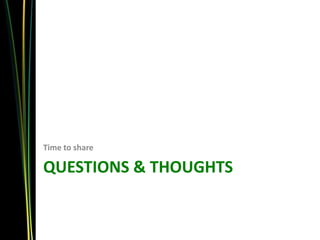 Time to share

QUESTIONS & THOUGHTS
 