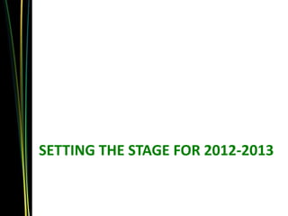 SETTING THE STAGE FOR 2012-2013
 
