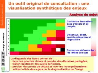 Un outil original de consultation : une visualisation synthétique des enjeux 
