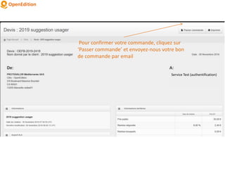 Pour confirmer votre commande, cliquez sur
‘Passer commande’ et envoyez-nous votre bon
de commande par email
Service Test ...