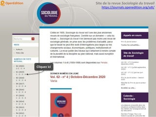 Site de la revue Sociologie du travail
https://journals.openedition.org/sdt/
Cliquez ici
 