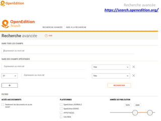Recherche avancée
https://search.openedition.org/
 