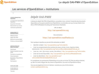 Le dépôt OAI-PMH d’OpenEdition
 
