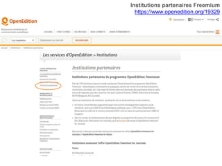 Institutions partenaires Freemium
https://www.openedition.org/19329
 
