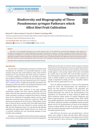 Biodiversity and Biogeography of Three Pseudomonas syringae athovars ...