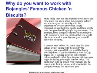 Bojangles' famous chicken 'n biscuits interview questions and answers | PPT