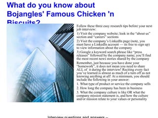 Bojangles' famous chicken 'n biscuits interview questions and answers | PPT