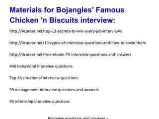 Bojangles' famous chicken 'n biscuits interview questions and answers | PPT