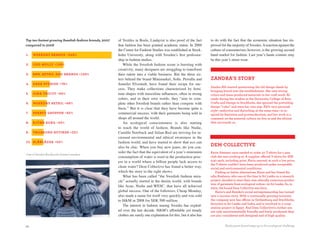 Top ten fastest growing Swedish fashion brands, 2007   of Textiles in Borås, Lindqvist is also proof of the fact      to do with the fact that the economic situation has im-
compared to 2006                                       that fashion has been granted academic status. In 2006         proved for the majority of Swedes. A reaction against the
                                                       the Centre for Fashion Studies was established at Stock-       culture of consumerism, however, is the growing second
1.   WeekdaY bRaNdS +349%                              holm University, along with Sweden’s first professor-          hand market for fashion. Last year’s haute couture may
                                                       ship in fashion studies.                                       be this year’s street wear.
2.   odd mollY +139%                                      While the Swedish fashion scene is bursting with
                                                       creativity, many designers are struggling to transform
3.   RNb, Retail aNd bRaNdS +126%                      their talent into a viable business. But the three sis-
                                                       ters behind the brand Minimarket, Sofie, Pernilla and          zaNdRa’S StoRY
4.   zaRa SveRige +79%                                 Jennifer Elvestedt, have found their recipe for suc-
                                                                                                                      Zandra Ahl started questioning the old design ideals by
                                                       cess. They make collections characterized by femi-             bringing kitsch into the establishment. She uses strong
5.   giNa tRicot +69%                                  nine shapes with masculine influences, often in strong         colors and mass-produced materials in her craft work. Al-
                                                       colors, and in their own words, they “aim to com-              ready during her studies at the University College of Arts,
6.   WeekdaY Retail +66%                               plete other Swedish brands rather than compete with            Crafts and Design in Stockholm, she ignored the prevailing
                                                                                                                      design “rules” and went her own way. Ahl’s very personal
                                                       them.” But it is clear that they have become quite a
                                                                                                                      style—seductive and disturbing at the same time—is in-
7.   pekave gRuppeN +62%                               commercial success, with their garments being sold in          spired by feminism and postmodernism, and her work is a
                                                       shops all around the world.                                    comment on the material culture we live in and the elitism
8.   bJöRN boRg +53%                                      An ecological consciousness is also starting                that surrounds us.
                                                       to reach the world of fashion. Brands like Nudie,
9.   vagaboNd butikeR +52%                             Camilla Norrback and Julian Red are striving for in-
                                                       creased environmental and ethical awareness in the
10. blåklädeR +50%                                     fashion world, and have started to show that eco can
                                                       also be chic. When you buy new jeans, do you con-
                                                                                                                      dem collective
                                                       sider the fact that the equivalent of a year’s minimum         Karin Stenmar once needed to order 50 T-shirts for a jazz
One of Sandra Backlund’s knitted wonders.
                                                       consumption of water is used in the production proc-           club she was working at. A supplier offered T-shirts for SEK
                                                       ess in a world where a billion people lack access to           9.90 each, including print. Karin reacted: at such a low price,
                                                                                                                      the T-shirts couldn’t have been produced under acceptable
                                                       clean water? Dem Collective has found a better way,            social and environmental conditions.
                                                       which the story to the right shows.                               Finding no better alternatives, Karin and her friend An-
                                                          What has been called “the Swedish fashion mira-             nika Axelsson, who was at the time in Sri Lanka on a research
                                                       cle” actually started in the denim world, with brands          project, decided to start their own ethically conscious produc-
                                                                                                                      tion of garments from ecological cotton—in Sri Lanka. So, in
                                                       like Acne, Nudie and WESC, that have all achieved              2004, the brand Dem Collective was born.
                                                       global success. One of the followers, Cheap Monday,               Karin’s and Annika’s social entrepreneurship has turned
                                                       also made a name for itself very quickly and was sold          into a success story. With a continually growing turnover,
                                                       to H&M in 2008 for SEK 500 million.                            the company now has offices in Gothenburg and Stockholm,
                                                                                                                      factories in Sri Lanka and India, and is involved in a coop-
                                                          The interest in fashion among Swedes has explod-
                                                                                                                      eration project in Egypt. And Dem Collective’s clothes are
                                                       ed over the last decade. H&M’s affordable yet trendy           not only environmentally friendly and fairly produced; they
                                                       clothes are surely one explanation for this, but it also has   are also considered well designed and of high quality.


48                                                                                                                              Nudie jeans brand steps up to the ecological challenge.
 