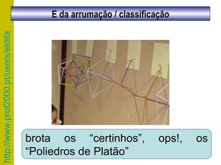 brota os “certinhos”, ops!, os “Poliedros de Platão” E da arrumação / classificação 