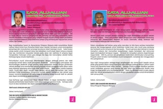 Bismillahirrahmanirrahim,
Assalamualaikum Warahmatullahi Wabarakatuh,
dan Salam Sejahtera.
Saya mengambil kesempatan ini untuk mengucapkan setinggi-tinggi tahniah kepada
Bahagian Sukan dan Bahagian Pendidikan Guru atas kejayaan penerbitan modul ini.
Aktiviti sukan telah menjadi semakin penting dan wajib dilaksanakan di semua sekolah
di seluruh negara. Pihak yang terlibat dalam pengurusan sukan seharusnya merancang,
mengurus dan melaksanakan kegiatan ini secara sistematik, cekap, berkesan dan
berlandaskan keilmuan dan kemanusiaan.
Dalam menghadapi alaf baharu yang serba mencabar ini, kita harus sentiasa memainkan
peranan dan tanggungjawab untuk melahirkan modal insan, iaitu murid yang seimbang
dan harmonis secara menyeluruh dan bersepadu. Pewaris generasi akan datang ini mampu
menyahut cabaran dan memastikan kesejahteraan negara berkekalan dan seterusnya
dapat meningkatkan kemajuan negara. Generasi ini merupakan penentu kegemilangan
negara kelak. Oleh itu, peranan dan penglibatan murid dalam aktiviti sukan amat penting.
Program sukan tersebut membolehkan murid memperoleh, menyebar dan menggunakan
ilmu pengetahuan.
Saya ingin mengucapkan setinggi-tinggi penghargaan dan terima kasih kepada semua
pihak yang terlibat dalam menyumbangkan idea sehingga terbitnya Modul Latihan Sukan
Untuk Guru Penasihat Kelab Sukan Sekolah. Semoga modul ini dapat dijadikan panduan
untuk melahirkan generasi yang mantap dari segi fizikal dan mempunyai disiplin yang
tinggi, bersikap positif serta mempunyai jati diri. Selain itu, diharap modul ini akan diguna
pakai dan dibuat penambahbaikan selaras dengan perubahan semasa untuk dimanfaatkan
oleh semua pihak.
Sekian, terima kasih.
DATO’ABD GHAFAR BIN MAHMUD
Ketua Pengarah Pelajaran Malaysia
Bismillahirrahmanirrahim,
Assalamualaikum Warahmatullahi Wabarakatuh,
Salam Sejahtera,
Salam 1Malaysia.
Sekolah sebagai institusi pendidikan utama bukan sahaja menumpukan bidang akademik
atau kurikulum, malah diberikan tanggungjawab turut memfokuskan bidang kokurikulum.
Antara cabang kokurikulum yang begitu aktif sejak dahulu ialah sukan dan permainan. Hal
ini dapat dikesan menerusi penghayatan kita terhadap apa-apa yang terkandung dalam
Falsafah Pendidikan Kebangsaan yang menjadi tonggak kepada prinsip sistem pendidikan
negara yang bermatlamat untuk melahirkan pelajar yang seimbang dari segi jasmani, emosi,
rohani, dan intelek.
Bagi merealisasikan hasrat ini, Kementerian Pelajaran Malaysia telah menerbitkan Modul
Latihan Sukan Untuk Guru Penasihat Kelab Sukan Sekolah, bertujuan untuk meningkatkan
penyertaan dan menyuburkan semangat kesukanan dalam kalangan murid. Sukan bukan
sahaja wadah untuk mengasah bakat dan kebolehan murid tetapi dapat menjurus kepada
hala tuju membentuk masyarakat bersatu padu, aman dan sejahtera di samping dapat
mengeratkan hubungan antara guru dengan ibu bapa dan menceriakan sekolah ketika
berlangsungnya sesuatu kejohanan.
Pertumbuhan murid seharusnya dikembangkan dengan pelbagai potensi dan tidak
sewajarnya terhad dalam aspek pencapaian akademik. Sememangnya pencapaian dan
kecemerlangan akademik sangat penting, tetapi mengisikan mereka dengan pembinaan
sahsiah peribadi serta memberikan peluang kepada mereka menggilap bakat dalam sukan
yang digemari sepanjang tahun juga tidak boleh disekat. Wajar diakui melalui kegiatan
sukan, murid akan dapat mengisi masa dengan aktiviti yang bermanfaat, baik untuk
kesihatan fizikal terutamanya mengurang masalah obesiti, menyemai nilai sahsiah yang
terpuji, membina keyakinan diri yang tinggi di samping berasa seronok hadir ke sekolah
akan dapat membendung gejala ponteng.
Saya berharap agar pelaksanaan Dasar 1Murid 1Sukan ini dapat memberikan manfaat
kepada pembentukan keperibadian mulia dalam kalangan generasi muda. Semoga usaha
murni ini akan berkekalan dan dapat mencapai objektif yang disasarkan.
‘BERTUGAS DENGAN IKHLAS’
Sekian, terima kasih.
TAN SRI DATO’HJ MUHYIDDIN BIN HJ MOHD YASSIN
Timbalan Perdana Menteri Merangkap
Menteri Pelajaran Malaysia
 