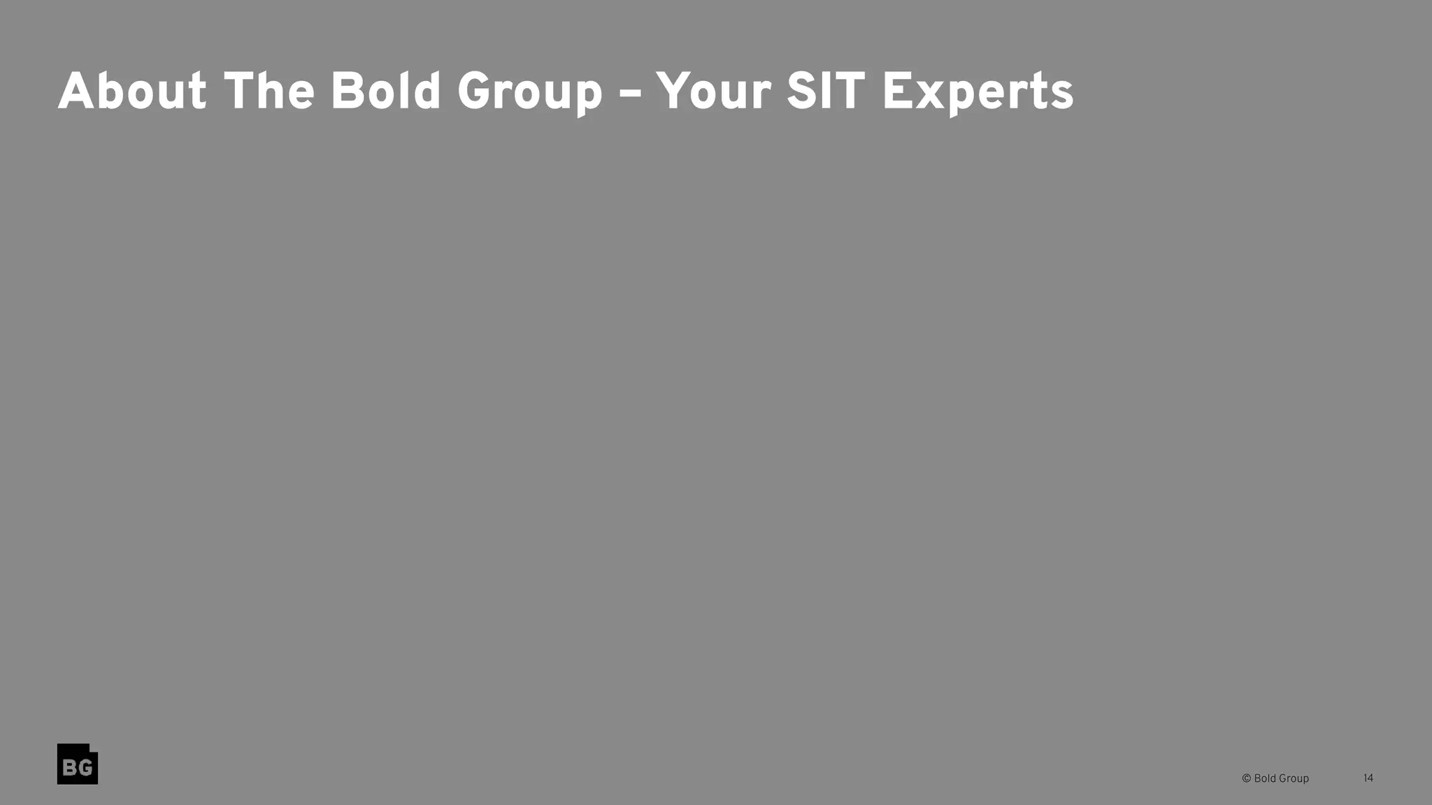 © Bold Group
About The Bold Group – Your SIT Experts
14
 