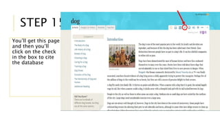 STEP 15 
You’ll get this page 
and then you’ll 
click on the check 
in the box to cite 
the database 
 