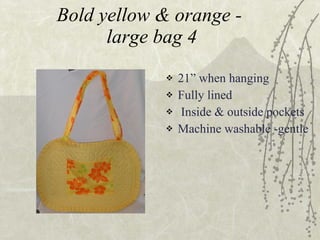 Bold yellow & orange -  large bag 4 ,[object Object],[object Object],[object Object],[object Object]