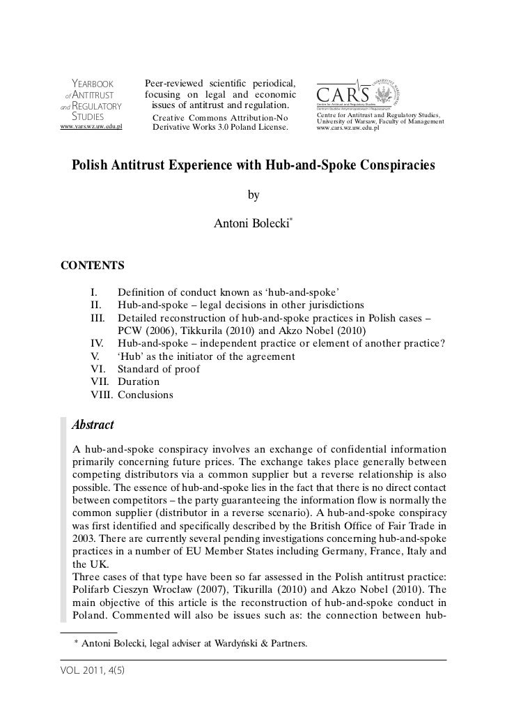 Polish Antitrust Experience with HubandSpoke Conspiracies
