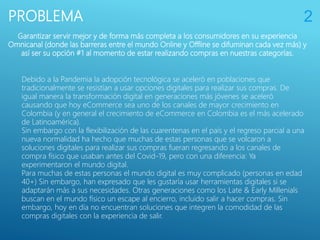 PROBLEMA 2
Garantizar servir mejor y de forma más completa a los consumidores en su experiencia
Omnicanal (donde las barre...