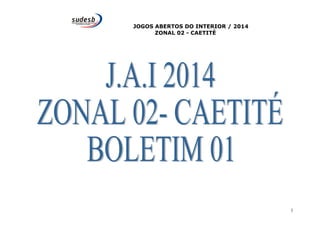JOGOS ABERTOS DO INTERIOR / 2014 
ZONAL 02 - CAETITÉ 
1 
 