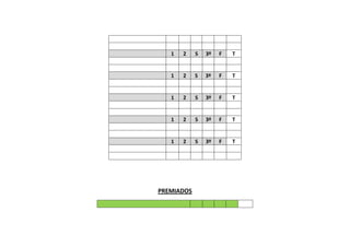1 2 S 3º F T
1 2 S 3º F T
1 2 S 3º F T
1 2 S 3º F T
1 2 S 3º F T
PREMIADOS
 
