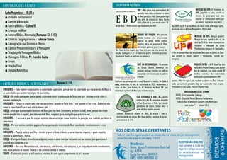 EBD - Não perca esta oportunidade de                                    NOTICIAS DA UPH- O Presidente da
  Culto Vespertino – 18:30 h                                                                                                                          aprender mais sobre a vontade e o plano                                 UPH, Josenildo de Lima, convida os
                                                                                                                                                      de Deus para sua vida. Começamos hoje                                   homens da igreja para mais uma
  ■ Prelúdio Instrumental                                                                                                                                                                                                     reunião de comunhão e edificação
                                                                                                                                                      uma série de estudos em nossa Escola
  ■ Convite à Adoração                                                                                                                                Bíblica Dominical, com estudo sobre " O                                 na palavra. Será nesta terça-feira,
  ■ Leitura Bíblica - Salmo 92                                                                                           ser de Deus ". Venha crescer espiritualmente na EBD!                   dia 26/03 às 20 h na residência do nosso irmão e Vereador Lafite,
                                                                                                                                                                                                localizada na rua Antônio Mangabeira, 35 A, Catolé.
  ■ Crianças no Altar
  ■ Leitura Bíblica Alternada (Romanos 13: 1-10)                                                                                                    SÁBADO DE ORAÇÃO- No próximo
                                                                                                                                                                                                                            NOTICIAS DA UPA- Atenção jovem!!!
                                                                                                                                                    sábado teremos uma programação
  ■ Cânticos Congregacionais - Suênia e Banda                                                                                                       especial na igreja. Vamos dedicar
                                                                                                                                                                                                                            Marque na sua agenda o dia o6 de
                                                                                                                                                                                                                            abril às 19:30 h. Neste dia estará nos
  ■ Consagração dos Dízimos e Ofertas                                                                                                               algumas horas na presença de Deus
                                                                                                                                                                                                                            visitando a mocidade da Igreja
                                                                                                                                                    em: oração, palavra, jejum e louvor.
  ■ Cântico Preparatório para a Mensagem                                                                                 Não fique de fora daquilo que Deus tem para sua vida através da                                    Presbiteriana Renascer de Queimadas,
  ■ Oração pela Mensagem Bíblica                                                                                         oração. Começará ás 11 h e encerrará às 15h. Procurem as irmãs         a fim de compartilhar das bênçãos de Deus para os jovens da Zona
                                                                                                                                                                                                                            a fim de
                                                                                                                         Giovanna e Sandra, e confirme sua presença.                            Sul, através do louvor, palavra e testemunho. Convide um
  ■ Mensagem Bíblica- Pr. Ivandro Costa                                                                                                                                                         amigo(a).
  ■ Avisos
                                                                                                                                                    CAFÉ DA RESSURREIÇÃO - Na ocasião                                       PROJETO SOPÃO - A IP Zona Sul tem
  ■ Oração Final                                                                                                                                    da Escola Bíblica Dominical do                                          realizado o Projeto Sopão a cada quinze
  ■ Benção Apostólica                                                                                                                               próximo domingo teremos um café em                                      dias de cada mês. Esse sopão atende 70
                                                                                                                                                    comunhão, com ministração da palavra                                    famílias carentes da comunidade,
                                                                                                                                                    e louvor.                                                               totalizando aproximadamente 300
                                                                                                                         Confirme sua presença com o casal Nazareno e Sandra. No Culto á        pessoas. Além da sopa e pão, recebem a palavra de Deus, com um
                                                          Romanos 13: 1-10                                                                                                                      culto especialmente para eles. Seja um mantenedor desse projeto.
                                                                                                                         noite, encerrando no mês de festividade da IPZS, receberemos a
                                                                                                                         visita do Rev. José Romeu, da IP Memorial de Natal RN, que             Precisamos de sua ajuda. Procure Wagner Yally.
DIRIGENTE – Todo homem esteja sujeito às autoridades superiores; porque não há autoridade que não proceda de Deus; e     ministrará a palavra de Deus para o nosso coração.
as autoridades que existem foram por ele instituídas.                                                                                                                                                           ANIVERSARIANTES DA SEMANA
                                                                                                                                                                                                    28/03- Caio Fernandes Jinkings
IGREJA - De modo que aquele que se opõe à autoridade resiste à ordenação de Deus; e os que resistem trarão sobre si                                CASA ESPERANÇA E VIDA - Na próxima
                                                                                                                                                                                                    30/03- Eduardo Mozart Bezerra Borborema
mesmos condenação.                                                                                                                                 quinta-feira dia 28, estaremos visitando
                                                                                                                                                                                                     “Todos os dias te bendirei e Louvarei o teu Nome para
DIRIGENTE – Porque os magistrados não são para temor, quando se faz o bem, e sim quando se faz o mal. Queres tu não                                a Casa Esperança e Vida, que atende
                                                                                                                                                   portadores de câncer. Iremos levar o                         todo Sempre” Salmos 145:2
temer a autoridade? Faze o bem e terás louvor dela,
                                                                                                                                                   amor de Deus aquelas pessoas
IGREJA - visto que a autoridade é ministro de Deus para teu bem. Entretanto, se fizeres o mal, teme; porque não é sem
motivo que ela traz a espada; pois é ministro de Deus, vingador, para castigar o que pratica o mal.                       carentes, através da palavra de Deus, da oração e com a
DIRIGENTE – É necessário que lhe estejais sujeitos, não somente por causa do temor da punição, mas também por dever de    distribuição de um lanche, Não fique de fora, sairemos da igreja
                                                                                                                          pontualmente às 14 h.
consciência.
IGREJA - Por esse motivo, também pagais tributos, porque são ministros de Deus, atendendo, constantemente, a este
serviço.
DIRIGENTE – Pagai a todos o que lhes é devido: a quem tributo, tributo; a quem imposto, imposto; a quem respeito,
respeito; a quem honra, honra.
IGREJA - A ninguém fiqueis devendo coisa alguma, exceto o amor com que vos ameis uns aos outros; pois quem ama o
próximo tem cumprido a lei.
DIRIGENTE – Pois isto: Não adulterarás, não matarás, não furtarás, não cobiçarás, e, se há qualquer outro mandamento,
tudo nesta palavra se resume: Amarás o teu próximo como a ti mesmo.
TODOS - O amor não pratica o mal contra o próximo; de sorte que o cumprimento da lei é o amor
 