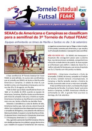 Boletim 3º torneio estadual futsal feaac   ed 02 - 22.08.2011