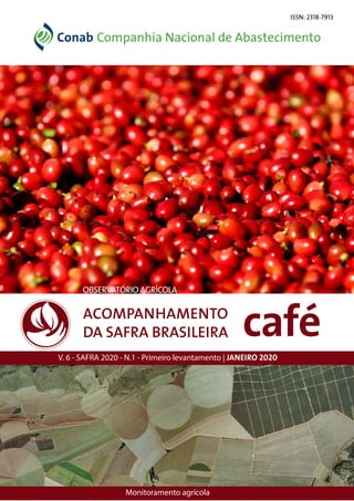 caféACOMPANHAMENTO
DA SAFRA BRASILEIRA
V. 6 - SAFRA 2020 - N.1 - Primeiro levantamento | JANEIRO 2020
Monitoramento agrícola
OBSERVATÓRIOAGRÍCOLA
ISSN: 2318-7913
 