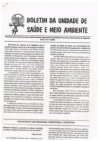Boletim da Unidade de Saúde e Meio Ambiente Nº 2 - 1992