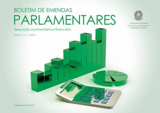 Câmara dos Deputados
Consultoria de Orçamento e
Fiscalização Financeira
Brasília/junho de 2016
Ano 2 | n. 1 | 2016
BOLETIM DE EMENDAS
PARLAMENTARESExecução orçamentária e financeira
 