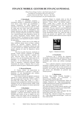 Boletim Técnico - Resumos do 14° Simpósio de Iniciação Científica e Tecnológica114
 
