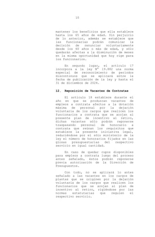 Mensaje Presidencial Nº 104-364  Incentivo al Retiro de Funcionarios Públicos ANEF