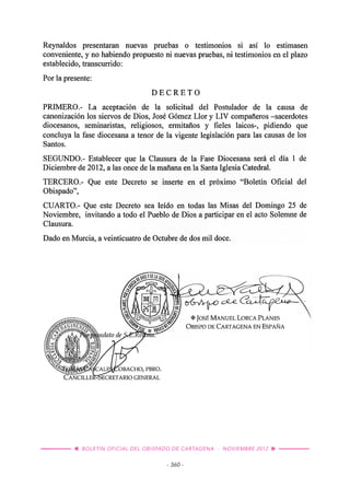 I I   BOLETÍN OFICIAL DEL OBISPADO DE CARTAGENA - NOVIEMBRE 2012   i i
                                - 360 -
 