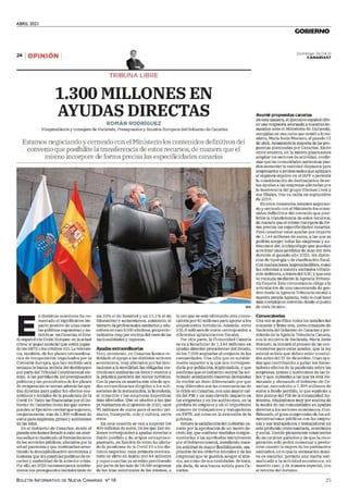 ABRIL 2021
BOLETÍN INFORMATIVO DE NUEVA CANARIAS Nº 16 25
GOBIERNO
https://lectura.kioskoyma
 