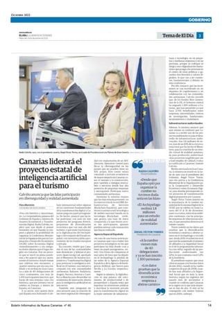 DICIEMBRE 2022
Boletín Informativo de Nueva Canarias nº 46 14
GOBIERNO
 