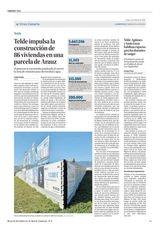 FEBRERO 2021
BOLETÍN INFORMATIVO DE NUEVA CANARIAS Nº 5 61
Lunes, 1 de febrero de 2021
LAPROVINCIA| DIARIO DE LAS PALMAS
Gran Canaria
12
Telde
| JOSE CARLOS GUERRA
Parcela vallada del barrio de Arauz en donde se construirá el edificio de viviendas.
Teldeimpulsala
construcciónde
86viviendasenuna
parceladeArauz
Elproyectoseencontrabaparalizadoalcarecer
lazonadeconexiónparaelectricidadyagua
Arauz ha sido definida en múlti-
ples ocasiones como la eterna ur-
banización inconclusa. La parali-
zación del desarrollo urbano en
esta zona ha causado numerosas
ampollas a los propietarios de los
terrenos, que han esperado desde
hace más de 30 años ver infraes-
tructuras elevarse en los terrenos
donde ahora solo se acumulan es-
combros y basura. Sin embargo,
parece que comienza a verse luz
al final del largo túnel. La finaliza-
ción de la obras del polideportivo
de La Barranquera ha ofrecido un
nuevo halo de esperanza a los ve-
cinos de la zona y ahora parece
que uno de los mayores proyec-
tos de promoción de viviendas
con los que cuenta el municipio
en los últimos años también po-
drá ponerse en marcha en este
pequeño barrio residencial.
El Ayuntamiento ha impulsado
la construcción de un gran edifi-
cio residencial en una de las par-
celas de este sector, cerca de las
ramblas de Pedro Lezcano y fren-
te a la circunvalación de Telde (la
GC-100). El inmueble contará con
un total de 86 viviendas reparti-
das en cinco plantas, un sótano
en donde habrá habilitadas 95
plazas de garaje y 86 trasteros,
además semisótano. En la planta
baja habrá espacio para seis loca-
les en donde podrán instalarse
negocios comerciales o sedes de
colectivos sociales o culturales.
Aunque la empresa promotora,
Promociones Hábitat, solicitó el
permiso para edificar hace dos
años (en marzo de 2019), la admi-
nistración no pudo concederlo
porque la zona aún se encuentra
sin urbanizar; es decir, carece de
conexión de agua o electricidad y
TELDE
Judith Pulido
en zonas concretas también de
aceras y un buen acondiciona-
miento de carreteras. Tras este
tiempo paralizado, en las últimas
semanas el área de Urbanismo ha
decidido entregar la licencia de
obra mayor, dado que los trámites
para dotar de infraestructuras bá-
sicas a este punto del municipio
se encuentran desde el pasado
año en marcha y el proceso está
previsto que se finalice antes de
que pueda concluirse la edifica-
ción del terreno.
Las dimensiones de los aparta-
mentos oscilan entre los 73 y los
93 metros cuadrados. Estos tiene
entre dos y tres dormitorios, con
cocina completamente equipada
y todos incluyen terraza con vis-
tas al mar. Los propietarios adqui-
rirán con la compra, que va desde
los 123.000 hasta los 171.000 eu-
ros, trastero y garaje. Entre otras
pecularidades destaca que los re-
sidentes tendrán acceso a espa-
cios verdes comunes y a un pe-
queño parque infantil. El Ayunta-
miento de Telde ingresará apro-
ximadamente 200.000 euros a
las arcas públicas por la conce-
sión de la licencia de obra de este
inmueble residencial, que fue
aprobada durante la celebración
de la Junta de Gobierno de hace
dos semanas.
La infraestructura, situada en
una parcela con una extensión de
11.600 metros cuadrados en la ca-
lle Matías Jiménez Ruiz, será eje-
cutada con un presupuesto que
asciende a las 5,6 millones de eu-
ros, convirtiéndose así en una de
las mayores inversiones que se
efectúan en el municipio en el
sector de la vivienda privada en
los últimos años. El plazo de eje-
cución ha sido estipulado en un
máximo de cuatro años. En los
dos primeros debe efectuarse el
arranque de la obra, para que pue-
da terminarse en el tiempo pre-
visto y coincida con la electrifica-
ción del espacio.
Por otro lado, el Ayuntamiento
también tendrá que acondicionar
el entorno para su habitabilidad.
Según fuentes municipales es
preciso que se efectúen trabajos
de reparación y mejoras sustan-
ciales de lo ejecutado. Es decir,
efectuar una limpieza general en
toda la zona; rematar las aceras y
bordillos; llevar a cabo pavimen-
tación asfáltica; proceder al sa-
neado de canalizaciones soterra-
da; reposicionar tapas de arque-
tas y pozos, así como de lumina-
rias y de la totalidad de las instala-
ciones eléctricas de suministro y
alumbrado público.
Es un trabajo arduo, pero poco
a poco se dan los primeros pasos
y quizá el sueño de convertir
Arauz en una de las urbanizacio-
nes estrella puede hacerse por
fin realidad (aunque sean tres
décadas más tarde). Por lo pron-
to, las obras para dotar este espa-
cio de luz están en marcha. El
Ejecutivo está siguiendo desde
el pasado año un plan dividido
en tres fases para lograr este ob-
jetivo. Este fue aprobado por In-
dustria y cuenta con un presu-
puesto de 1, 2 millones.
5.667.246
Presupuesto
El proyecto de edificación tiene un
presupuesto de 5,6 millones de eu-
ros. El inmueble contará con cinco
pisos; un sótano, un bajo para loca-
les y tres plantas de viviendas.
11.343
Metros cuadrados
La parcela en donde se ubicarán los
futuros pisos está ubicada en el ba-
rrio de Arauz, en la calle Matías Ji-
ménez Ruiz, frente a la circunvala-
ción que lleva a La Barranquera.
113.500
Precio de lanzamiento
Las viviendas más baratas del futu-
ro edificio tendrán un coste de lan-
zamiento de 113.500 euros. Las re-
servas ya están disponibles en la
página web de Habitat.
200.000
Ingresos municipales
El Ayuntamiento de Telde ingresará
aproximadamente 200.000 euros a
las arcas públicas por la concesión
de la licencia de obra de este in-
mueble residencial en Arauz.
Telde,Agüimes
ySantaLucía
habilitanespacios
paralosdonantes
desangre
ElInstitutoCanariode
Hemodonacióninsiste
enelhábitodedonar
conregularidad
El Instituto Canario de Hemo-
donación y Hemoterapia
(ICHH) ha insistido a la ciuda-
danía la importancia de adop-
tar el hábito de donar sangre
con regularidad para garanti-
zar el abastecimiento y aten-
der con normalidad la rutina
hospitalaria, según informa la
Consejería de Sanidad del Go-
bierno de Canarias.
Así, el primer contacto que
muchas personas tienen con
la donación de sangre en oca-
siones se produce cuando re-
ciben un llamamiento de ur-
gencia o una petición del en-
tornofamiliarparaayudaraun
paciente ingresado, pero esa
donación puntual luego no se
convierte en un hábito. Por
ello, el ICHH ha animado a la
ciudadanía a donar sangre con
regularidad, hasta tres veces al
año las mujeres y cuatro veces
al año los hombres.
Para facilitar el acceso a la
donación durante la próxima
semana el ICHH mantiene
operativas salas de extracción
temporal en los municipios de
Puerto del Rosario, Las Palmas
de Gran Canaria, Santa Lucía
de Tirajana, Telde, Agüimes,
Arucas, San Cristóbal de La La-
guna, Icod de los Vinos, San
Miguel de Abona y Tacoronte,
además de los puntos fijos dis-
ponibles en todo el Archipiéla-
go. Los requisitos básicos para
donar sangre son tener entre
18 y 65 años, un buen estado
de salud general, pesar más de
50 kg y, en el caso de las muje-
res, no estar embarazadas.
Sin síntomas respiratorios
Además, en las circunstancias
actuales se deben cumplir
unos requisitos específicos
vinculados al protocolo de
protección ante la COVID-19,
que son: no presentar cuadros
de tos o síntomas respirato-
rios, no haber sido diagnosti-
cado/a o haber estado en con-
tacto con personas afectadas
porlaCOVID-19ynohabervia-
jado fuera de Canarias en los
últimos 14 días. Para donar
sangre es preciso pedir cita
previa llamando al 012 (922
470 012 / 928 301 012), opción
8, de lunes a viernes de 10.00 a
20.00 horas o cumplimentan-
do el formulario publicado en
el sitio web efectodona-
cion.com.
LAS PALMAS DE GRAN CANARIA
Europa Press
.
Telde, Agüimes y Santa Lucía habilitan espacios para los donantes de sangre
 