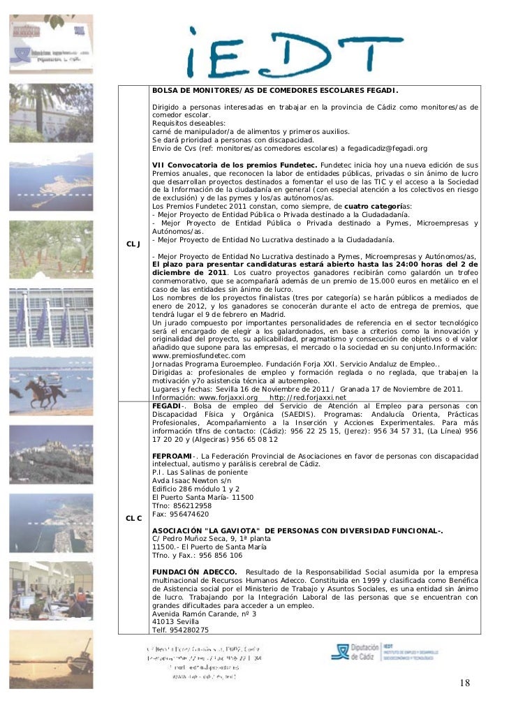Ofertas de Empleo en la Provincia de Cádiz Ofertas de Empleo en la Provincia de Cádiz