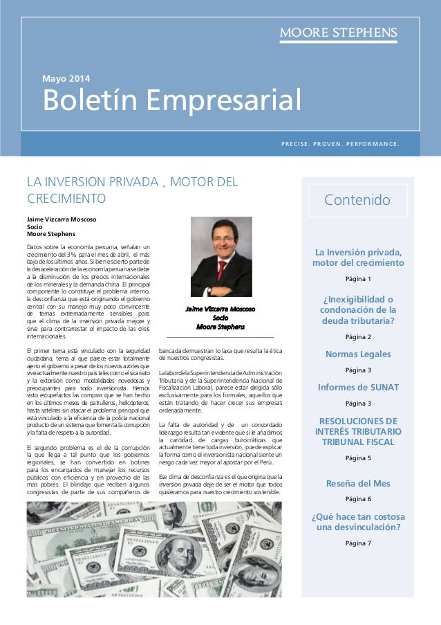 Boletín Empresarial mayo 2014 - Moore Stephens Peru