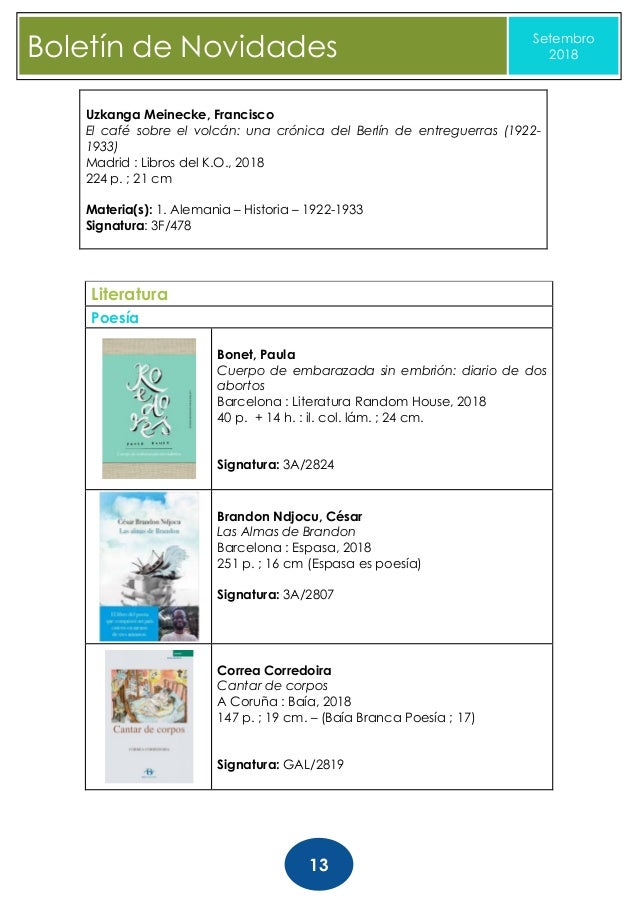Boletin De Novidades Setembro 2018