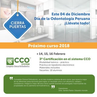 Próximo curso 2018
Este 04 de Diciembre
Día de la Odontología Peruana
¡Llévate todo!
 