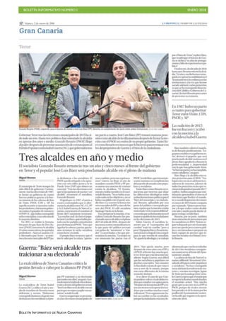 BOLETÍN INFORMATIVO NÚMERO I ENERO 2018
BOLETÍN INFORMATIVO DE NUEVA CANARIAS
 