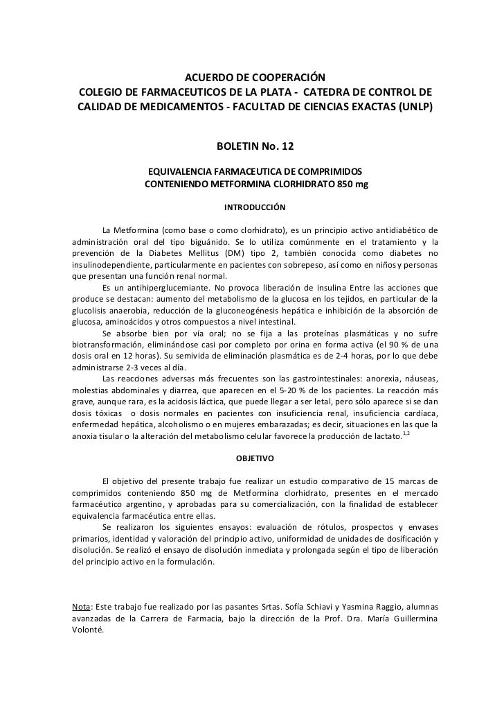 Boletin nº 12 metformina 850 Boletin nº 12 metformina 850