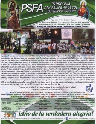Boletín Parroquia San Felipe Apóstol | 7 de septiembre de 2014
