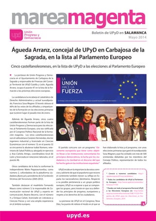 Boletin UPyD Salamanca Mayo 2014. Informacion sobre las elecciones europeas y actividad municipal en la provincia de Salamanca