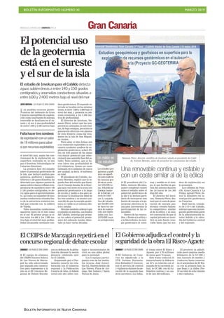 BOLETÍN INFORMATIVO NÚMERO XI MARZO 2019
BOLETÍN INFORMATIVO DE NUEVA CANARIAS
 