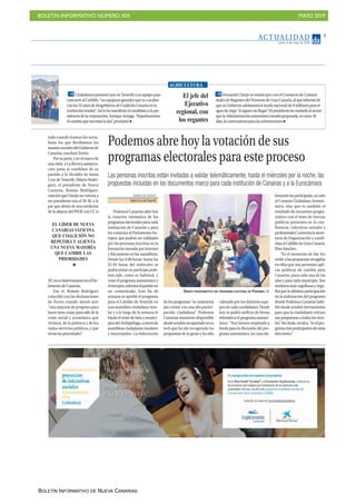 BOLETÍN INFORMATIVO NÚMERO XIX MAYO 2019
BOLETÍN INFORMATIVO DE NUEVA CANARIAS
 