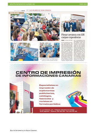 BOLETÍN INFORMATIVO NÚMERO XIX MAYO 2019
BOLETÍN INFORMATIVO DE NUEVA CANARIAS
 