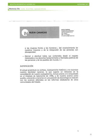 BOLETÍN INFORMATIVO NÚMERO XLI NOVIEMBRE 2017
!23
Noticias De L a s C o r t e s G e n e r a l e s
 