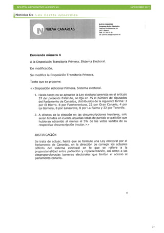 BOLETÍN INFORMATIVO NÚMERO XLI NOVIEMBRE 2017
!27
Noticias De L a s C o r t e s G e n e r a l e s
 