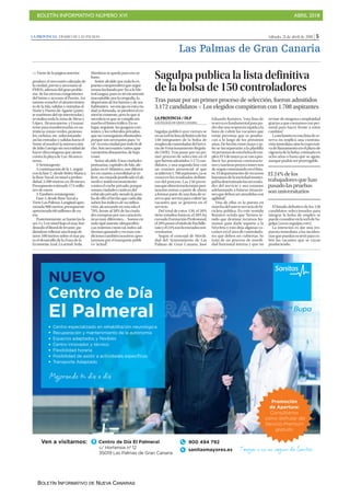 BOLETÍN INFORMATIVO NÚMERO XVI ABRIL 2018
BOLETÍN INFORMATIVO DE NUEVA CANARIAS
Sábado, 21 de abril de 2018 | 5LA PROVINCIA | DIARIO DE LAS PALMAS
Las Palmas de Gran Canaria
produce el necesario calmado de
la ciudad, previo y necesario al
PMUS, además del gran proble-
ma de las eternas congestiones
del Istmo y accesos al Puerto. Así
mismo resuelve el abastecimien-
to de la Isla, salidas y entradas al
Norte y Puerto de Agaete (puen-
te marítimo del eje interinsular),
revitaliza toda la zona de Mesa y
López, Alcaravaneras, y Guanar-
teme para transformarlas en au-
ténticas zonas verdes, peatona-
les, ciclistas, etc, solucionando
así las entradas y salidas hacia el
Norte al resolver la intersección
de Julio Luengo sin necesidad de
hacer obra ninguna que atente
contra la playa de Las Alcarava-
neras.
2-Semiurgente:
A continuación de la 1, seguir
con la fase 2 , desde Belén María a
la Base Naval, en túnel a profun-
didad, 2.200 metros, en 20 meses.
Presupuesto estimado 174 millo-
nes de euros.
3-También semiurgente:
Fase 3, desde Base Naval a
Torre Las Palmas. Longitud apro-
ximada 900 metros, presupuesto
aproximado 68 millones de eu-
ros.
Posteriormente, se harán las fa-
ses 4 y 5 en túnel bajo el mar, bor-
deando el litoral de levante, pu-
diéndose rellenar una franja de
unos 100 metros sobre el mar pa-
ra el desarrollo de la Zona de la
Economía Azul. La actual Avda.
Marítima se queda para uso ur-
bano.
Señor alcalde: por todo lo ex-
puesto comprenderá que segui-
remos luchando por No a la Me-
troGuagua, pues es técnicamente
inaceptable: por la orografía, la
dispersión de los barrios y de sus
habitantes, no encaja en esta ciu-
dad ya formada, se pierderá el co-
mercio existente, pero lo que si
sucederá es que se complicará
mucho el futuro tráfico. En su
lugar, seguirán las guaguas exis-
tentes, y los vehículos privados,
que no conseguirán eliminarlos
porque son necesarios para “vi-
vir” en esta ciudad por todo lo di-
cho. Son necesarios varios apar-
camientos disuasorios, de bajo
costo.
Señor alcalde: Estas ciudades
portuarias, capitales de Isla, ale-
jadas en el Atlántico, son diferen-
tes en cuanto a movilidad se re-
fiere, no estando justificado el ab-
surdo e inútil enconamiento
contra el coche privado, porque
somos ciudades cautivas del
vehículo privado, siendo la prue-
ba de ello el hecho que cada día
suben los índices de su utiliza-
ción, alcanzando en esta isla el
70%, frente al 58% de las ciuda-
des europeas por sus caracterís-
ticas muy diferentes… Somos en
todo típicamente ultraperiféri-
cas; trátenos como tal, todos sal-
dremos ganando y en esas con-
diciones también nosotros apos-
taremos por el transporte públi-
co “actual”.
>> Viene de la página anterior
Sagulpa publica la lista definitiva
de la bolsa de 150 controladores
Tras pasar por un primer proceso de selección, fueron admitidos
3.172 candidatos P Los elegidos compitieron con 1.708 aspirantes
LLA PROVINCIA / DLP
LAS PALMAS DE GRAN CANARIA
Sagulpa publicó ayer viernes se
ensuweblalistadefinitivadelos
150 integrantes de la bolsa de
empleodecontroladordelServi-
cio de Estacionamiento Regula-
do (SER). Tras pasar por un pri-
mer proceso de selección en el
quefueronadmitidos3.172can-
didatos, y una segunda fase con
un examen presencial al que
acudieron1.708aspirantes,yase
conocen los resultados definiti-
vos del proceso. Las 150 perso-
nasqueobtuvieronlamejorpun-
tuación entran a partir de ahora
a formar parte de una lista de re-
serva que servirá para cubrir las
vacantes que se generen en el
servicio.
Del total de estos 150, el 20%
tiene estudios básicos, el 28% ha
cursado Formación Profesional,
el28%poseeeltítulodeBachille-
ratoyel24%sonlicenciadosuni-
versitarios.
Según el concejal de Movili-
dad del Ayuntamiento de Las
Palmas de Gran Canaria, José
Eduardo Ramírez, “esta lista de
reservaesfundamentalparapo-
derdarunarespuestarápidaala
hora de cubrir las vacantes que
están previstas que se produz-
can a lo largo de los próximos
años. De hecho, entre mayo y ju-
lio se incorporarán a la plantilla
16personasdeestabolsadeem-
pleo.El1demayoyasevanapro-
ducir las primeras contratacio-
nesynuestrasproyeccionesson
deseguircontratandoenelfutu-
ro. El departamento de recursos
humanosdelasociedadmunici-
palhadeterminadolasnecesida-
des del servicio y nos estamos
adelantando a futuras situacio-
nesquedebenseratendidascon
agilidad.”
Una de ellas es la puesta en
marchadelnuevoserviciodebi-
cicleta pública. En este sentido
Ramírez señala que “hemos te-
nido que destinar recursos hu-
manos para darle soporte a la
Sitycleta y esto deja algunas va-
cantes en el área de controlado-
res que deben ser cubiertas. Se
trata de un proceso de movili-
dad funcional interna y que no
reviste de ninguna complejidad
gracias a que contamos con per-
sonal para hacer frente a estos
cambios”.
Lainclusiónenestalistadere-
serva no implica una contrata-
ción inmediata sino la expectati-
vadellamamientoenelplazode
vigencia de la bolsa, estimada en
ocho años o hasta que se agote,
aunque podría ser prorrogable.
El listado definitivo de los 150
candidatos seleccionados para
integrar la bolsa de empleo se
puedeconsultarenlawebdeSa-
gulpa (www.sagulpa.com).
La intención es dar una res-
puesta inmediata a las inciden-
ciasquepuedanocurrirparacu-
brir las vacantes que se vayan
produciendo.
El 24% de los
trabajadores que han
pasado las pruebas
son universitarios
NUEVO
Centro de Día
El Palmeral
Centro especializado en rehabilitación neurológica
Recuperación y mantenimiento de la autonomía
Espacios adaptados y ﬂexibles
Centro innovador y técnico
Flexibilidad horaria
Posibilidad de asistir a actividades especíﬁcas
Transporte Adaptado
Ven a visitarnos: Centro de Día El Palmeral
c/ Hortensia nº 12
35019 Las Palmas de Gran Canaria
Mejorando tu día a día
Tengas o no un seguro de Sanitas
900 494 792
sanitasmayores.es
 