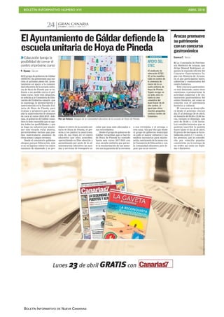 BOLETÍN INFORMATIVO NÚMERO XVI ABRIL 2018
BOLETÍN INFORMATIVO DE NUEVA CANARIAS
 