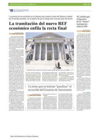 BOLETÍN INFORMATIVO NÚMERO XVI ABRIL 2018
BOLETÍN INFORMATIVO DE NUEVA CANARIAS
 