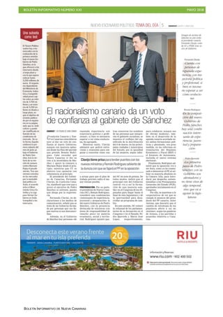 BOLETÍN INFORMATIVO NÚMERO XXI MAYO 2018
BOLETÍN INFORMATIVO DE NUEVA CANARIAS
 